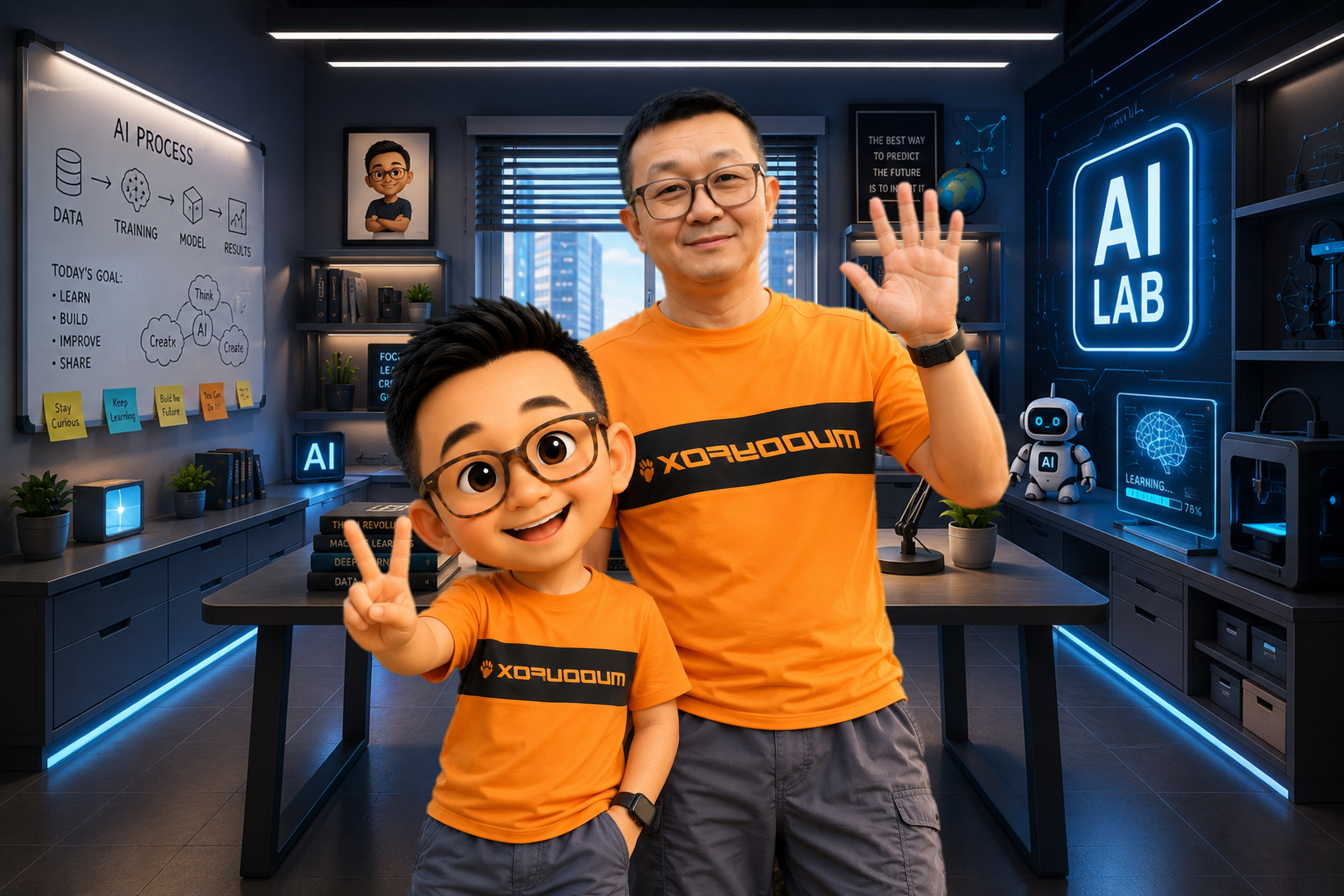 Uncle Jet and Little Jet in the AI Lab